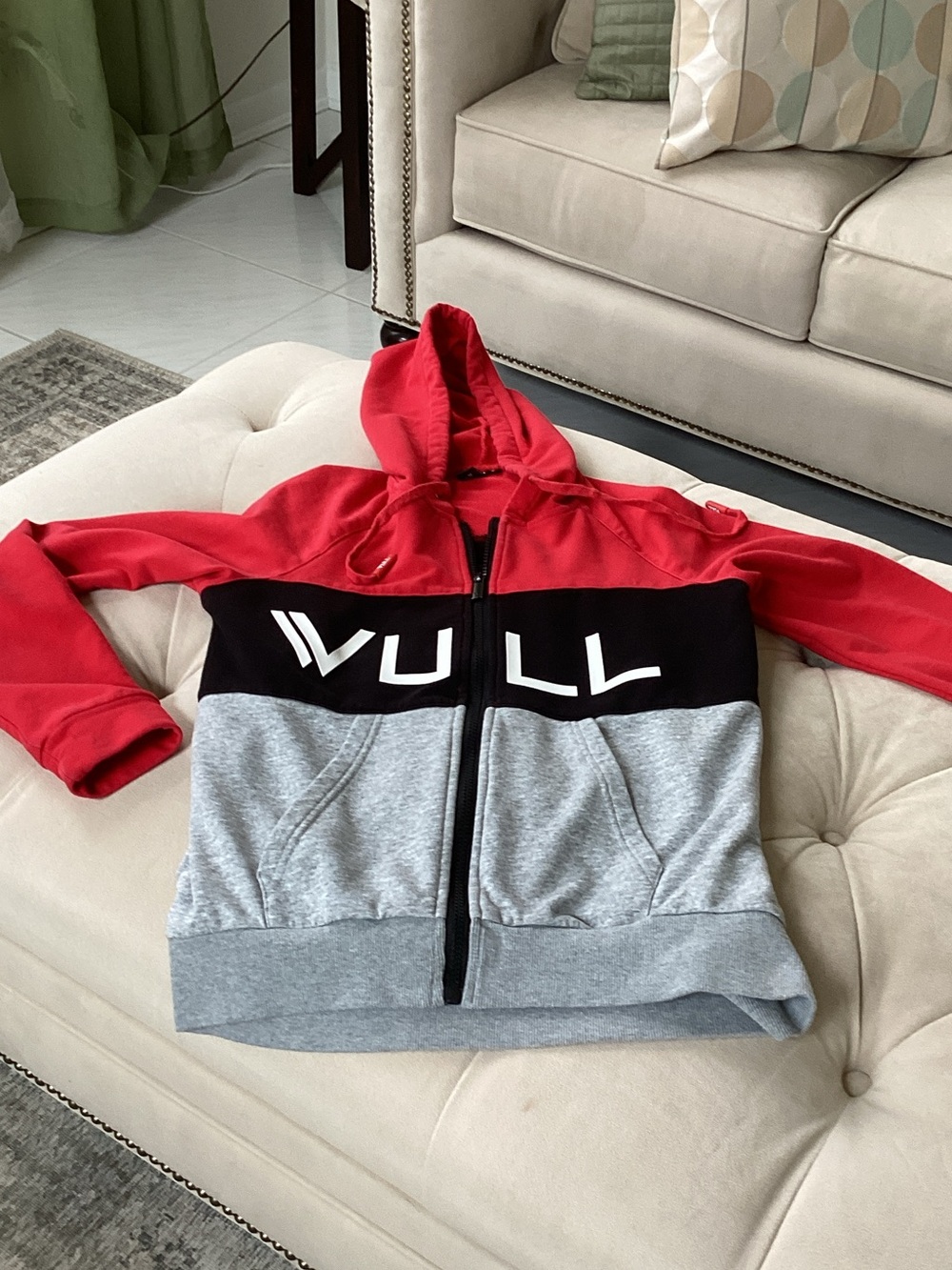 Men’s Colorblock Zip Hoodie - Red/Black/Gray